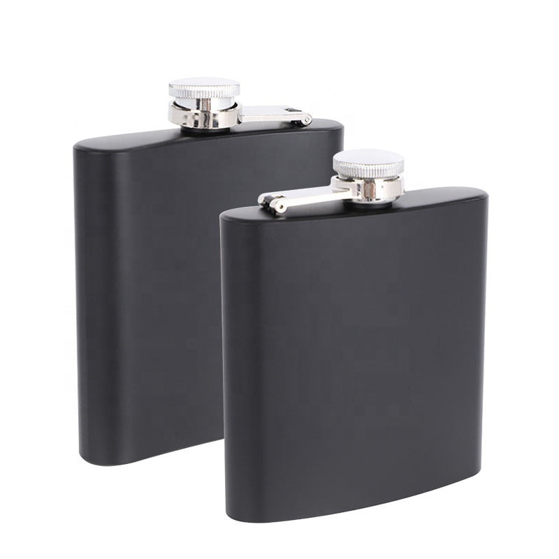 HYF 2023 New product ideas New design Custom Logo  6oz Matte Black Hip Flask Stainless Steel Liquor Whiskey Alcohol Flask