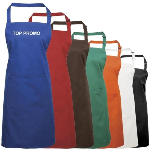 2024 Women 2 Pockets Advertising Polyester Apron Korean Style Washable Kitchen Cooking Cleaning Aprons With Custom Logo Design