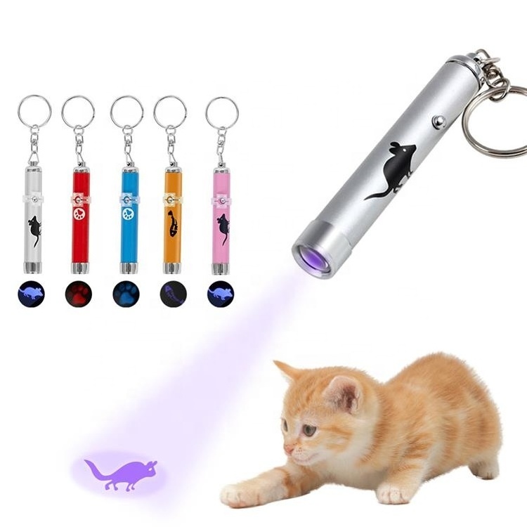 2023 Portable Creative Funny Pet Cat Toy Training Tool Cat Led Pointer Pen Bright Footprints Fish Mice Cat Laser Pen