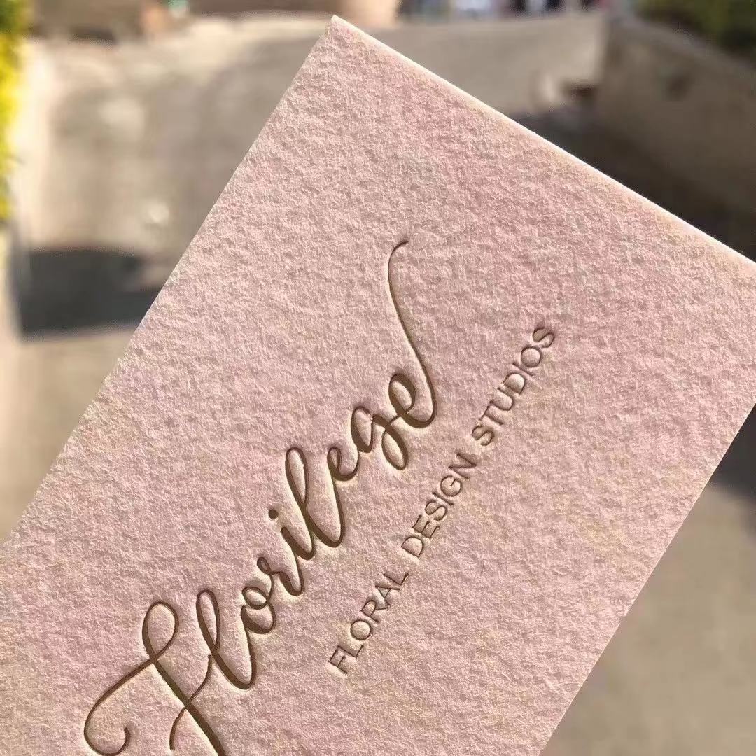 Pink cotton paper letterpress printing laser gilding special paper high quality paper business cards