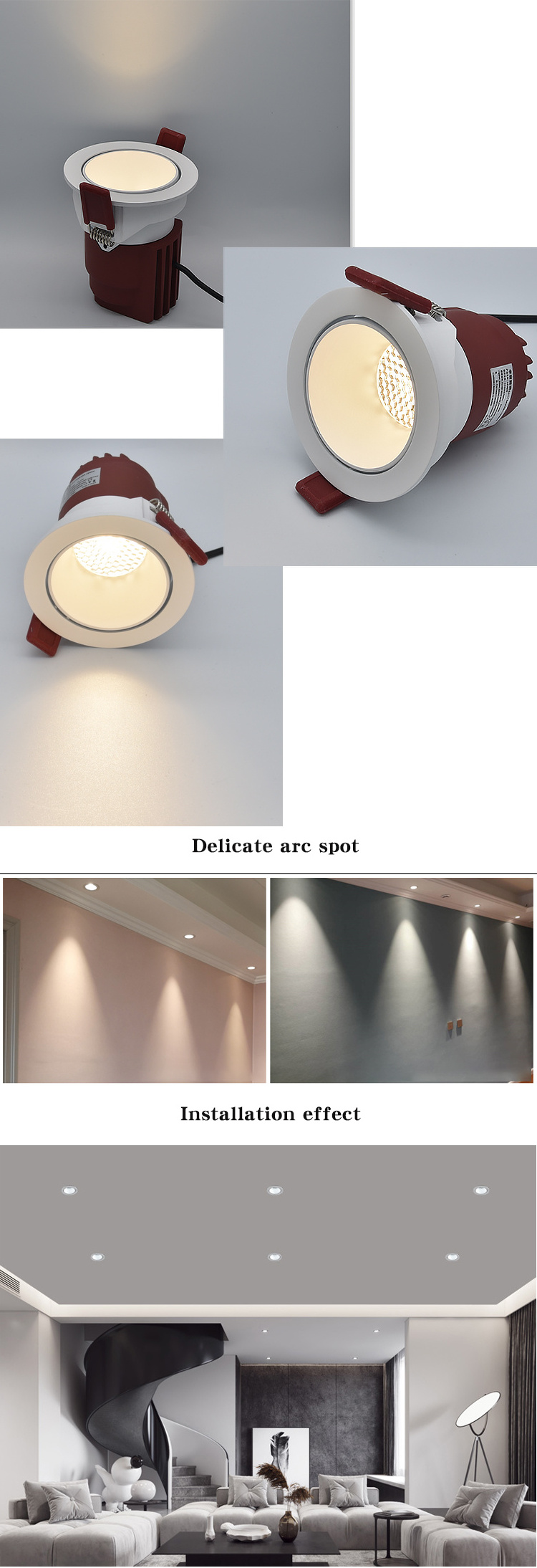 Modern indoor CRI 97 spot led lights kids bedroom dining room ceiling lighting decorative recessed led downlight COB spotlight