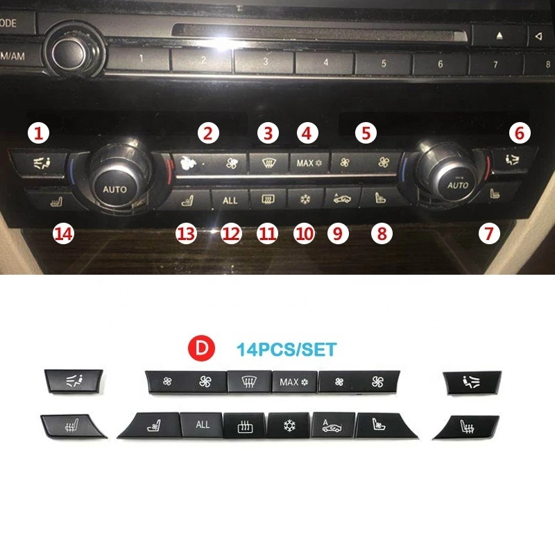 Dashboard Air Conditioner Buttons Cover Caps Replacement For BMW 5 6 7 Series X5 X6 F10 F18 F06 F12 F01 F02 F15 F16 520 523