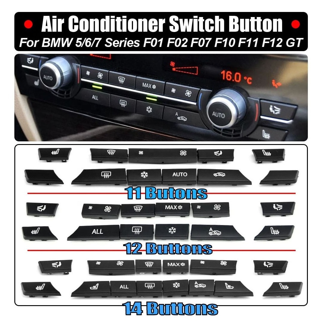 Dashboard Air Conditioner Buttons Cover Caps Replacement For BMW 5 6 7 Series X5 X6 F10 F18 F06 F12 F01 F02 F15 F16 520 523