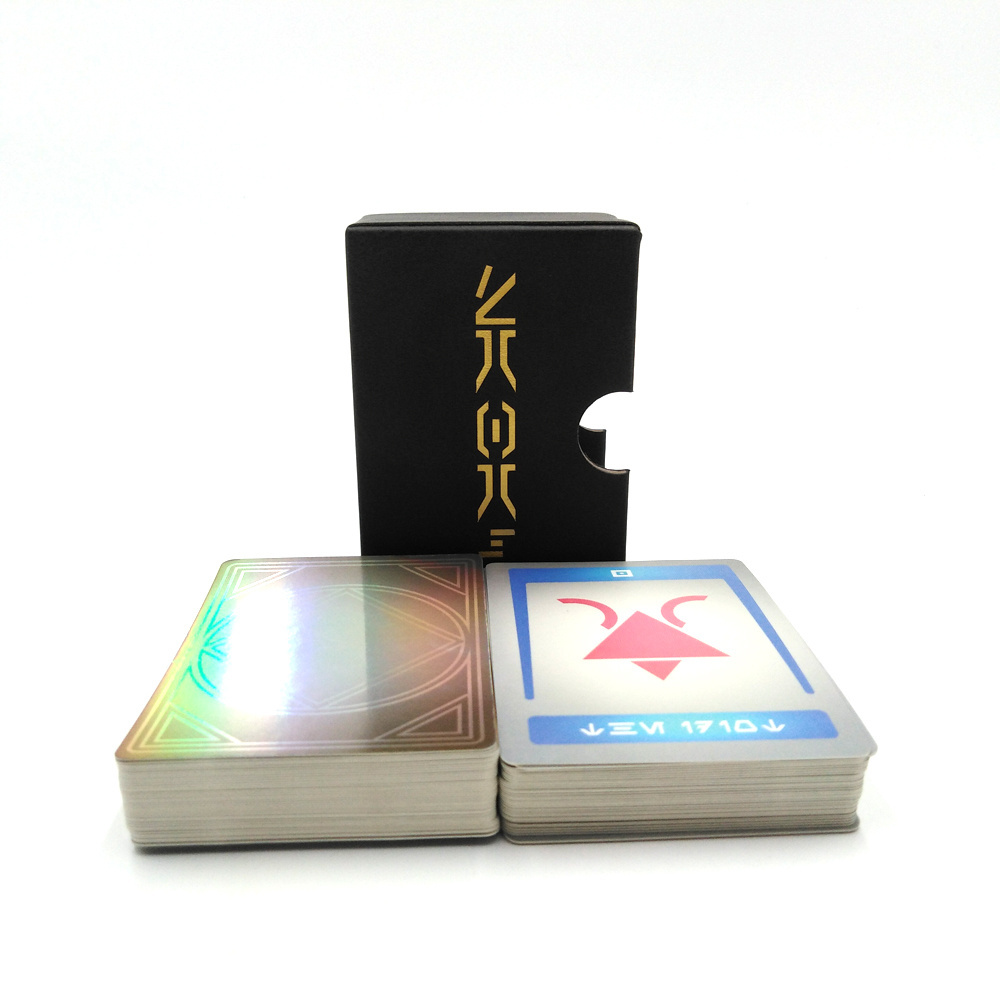 Hot Selling Holographic Trading Cards Games Logo Custom Cards Paper Insert Cartridge Box Holographic Playing Cards