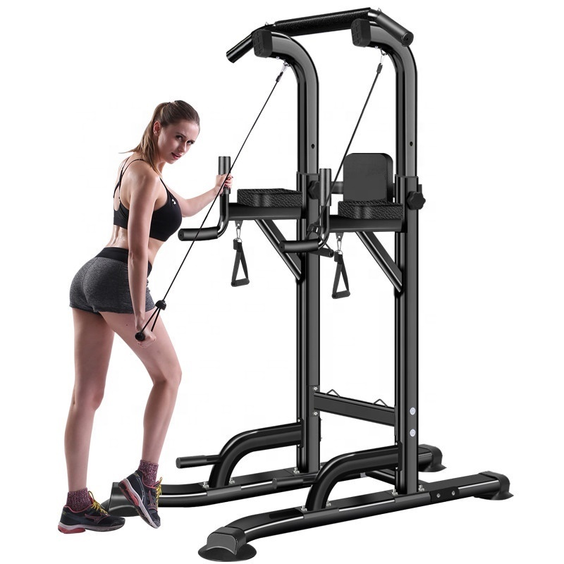 Hot sale Multifunctional Power Tower Adjustable Height Stand Workout Station Dip Station With Sit Up Bench