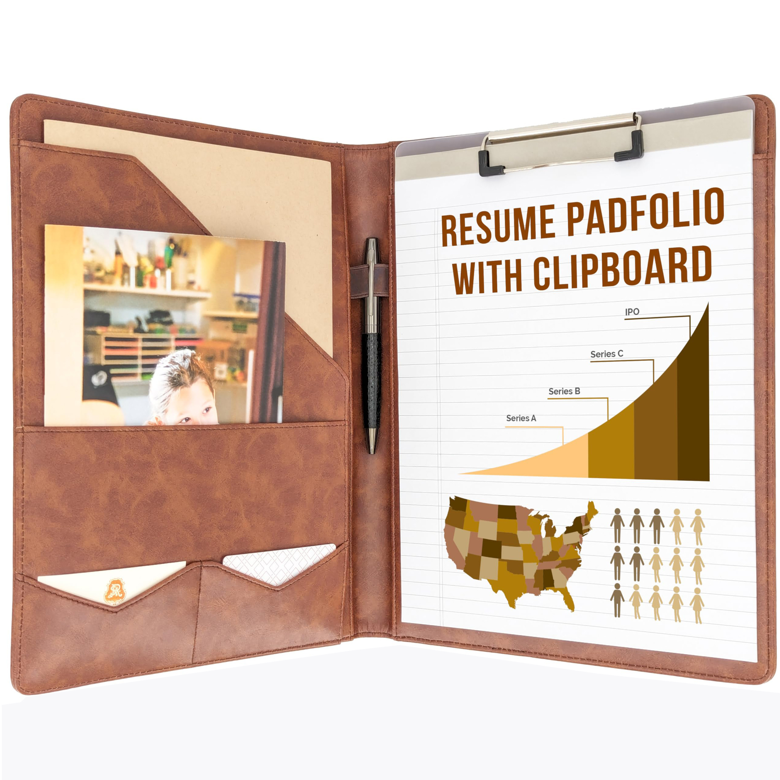 Padfolio Clipboard Folder | Portfolio Organizer with Clipboard Folio | Clipboard Binder with Storage