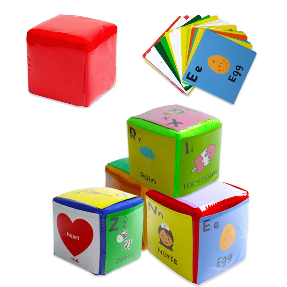 Baby Cube Dice Toy Kids Early Education Kindergarten Teacher Tool School Cognitive Chart Card Number Word 4pc Gift Set