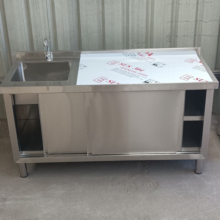 Customized 304 Modern Chinese Restaurant free standing stainless steel sink cabinet