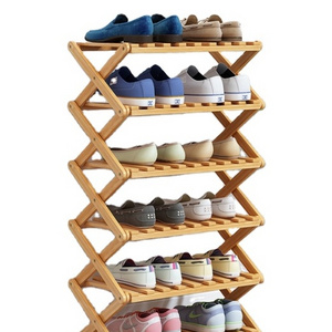 Wholesale Modern Custom Portable Foldable Bamboo Wooden Shoe Rack