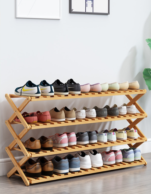 Wholesale Modern Custom Portable Foldable Bamboo Wooden Shoe Rack