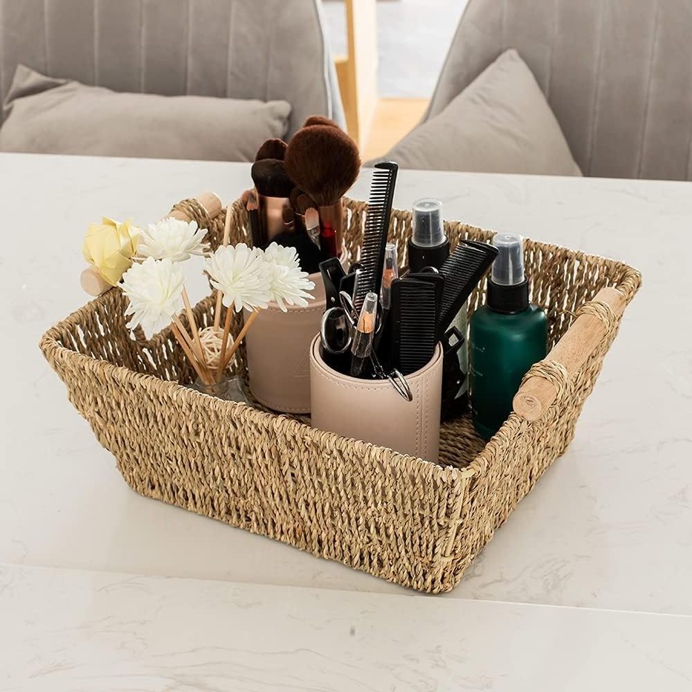 High Quality Seagrass Basket Cheap Wicker Picnic Storage Baskets for Gift