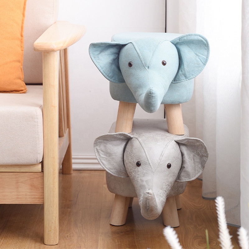 Solid wooden animal chair creative shoe stool children's small bench cartoon household small stool