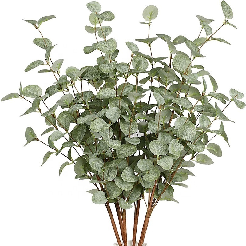 Handmade Artificial Flower with Paper Stem Greenery Eucalyptus Home Party Wedding Decoration Spray