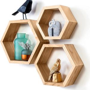 Hexagon Wall Decor Floating Shelves - 3-Pack Decorative Wall Shelf Set