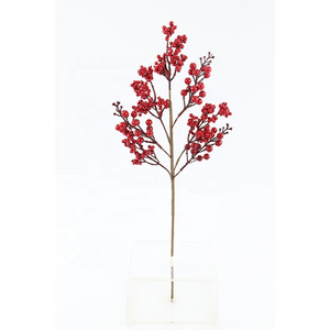 Handmade artificial flower for Christmas tree decoration holly red berry Stem/Branch