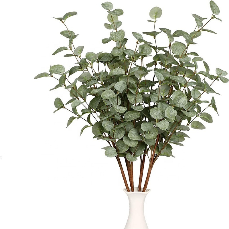 Handmade Artificial Flower with Paper Stem Greenery Eucalyptus Home Party Wedding Decoration Spray