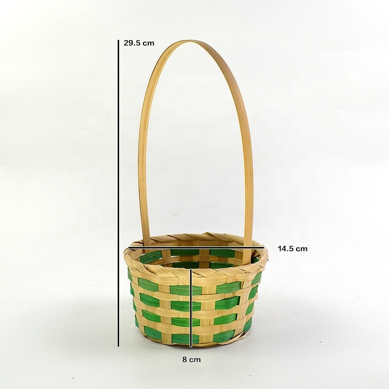 Wholesale handmade colourful storage display basket with handle bamboo easter storage basket