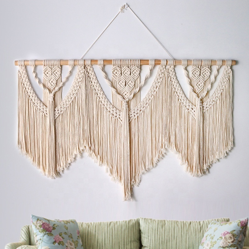 Bohemia Macrame Wall Hanging Small Woven Tapestry Wall Art Decor Wall Hanging Fringe Garland Banner