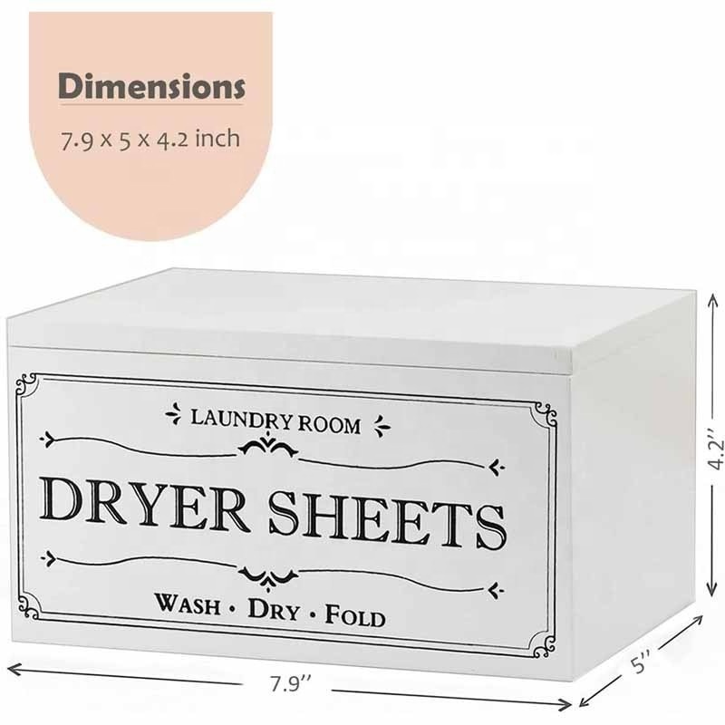 Wood Box Dryer Sheet Holder Dispenser with Hinged Lid Wooden Dryer Sheet Storage Box Fabric Softener Sheets Container