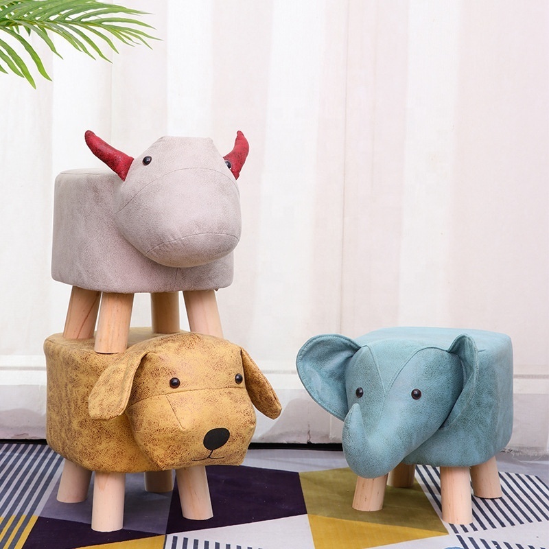 Solid wooden animal chair creative shoe stool children's small bench cartoon household small stool