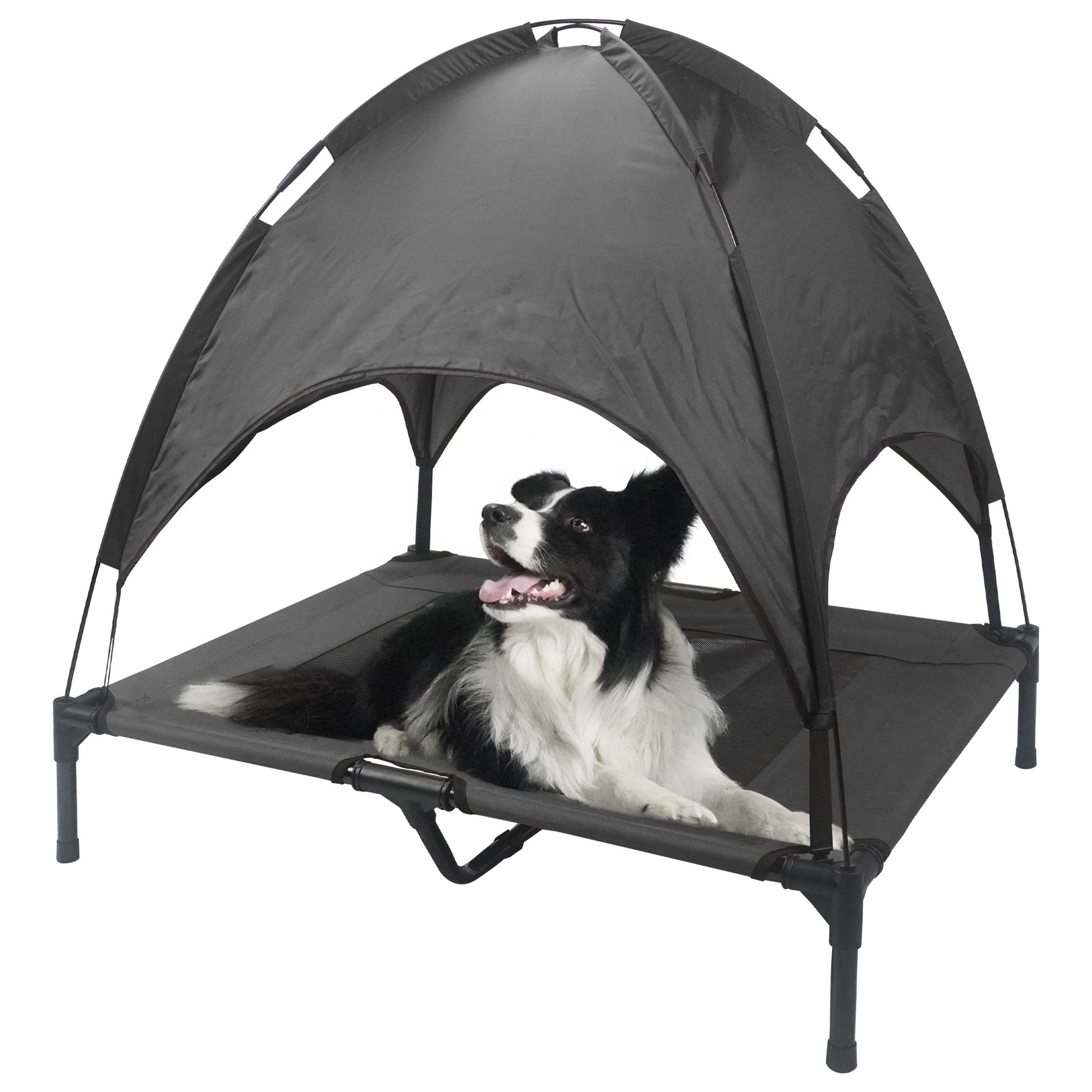 Portable Waterproof Easy To Carry Pet Cot Folding Outdoor Elevated Dog Bed With Canopy