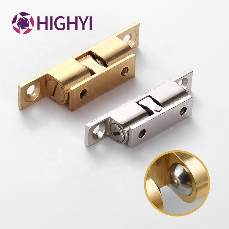 HIGHYI ball catch door hardware thickened pure copper ball door latch double tension cabinet  latch