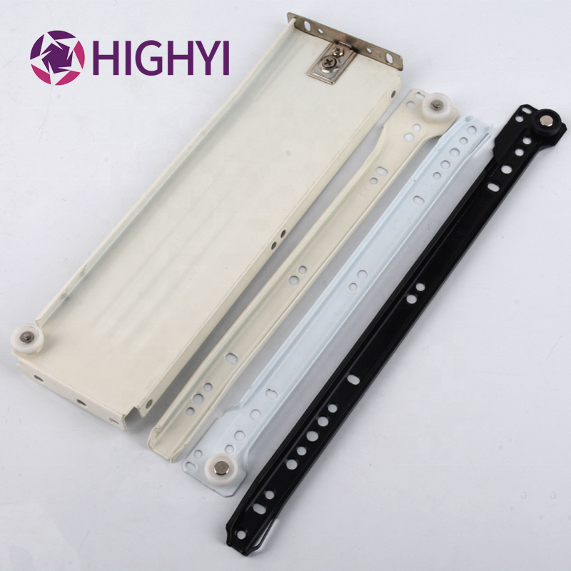 HIGHYI drawer slide rollers two section drawer slide ball bearing soft close undermount drawer slide for furniture cabinet