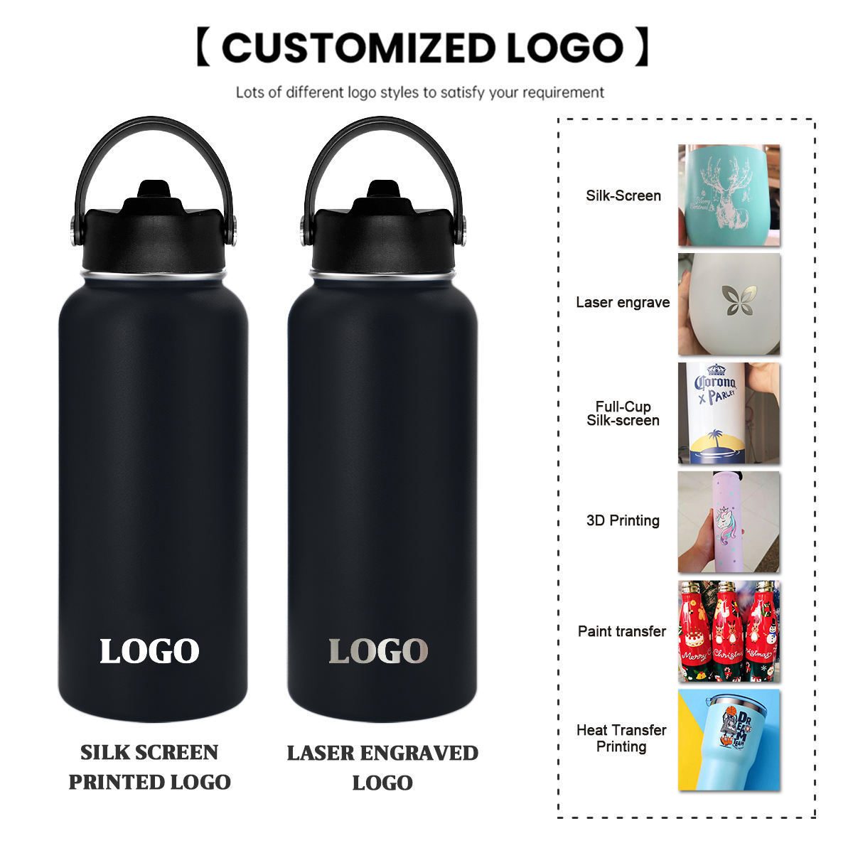 Custom Sports Drink Wide Mouth Double Wall Thermos Bottle Vacuum Flask Stainless Steel Insulated Portable Travel Water Bottle