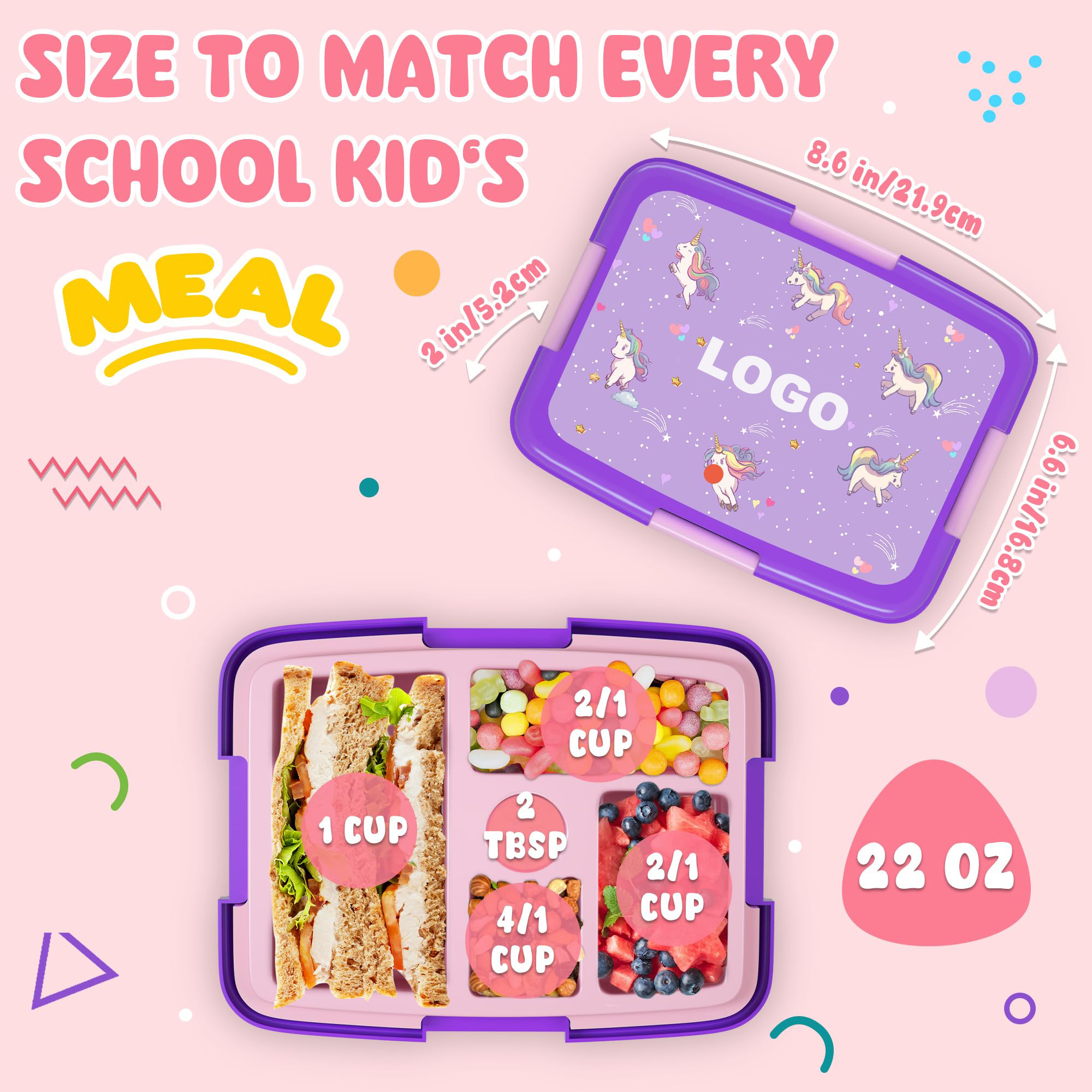 2024 Custom Cute Food Container Enfant Portable Cute School Tiffin Insulated Plastic Kids Bento Lunch Box For Kids Children