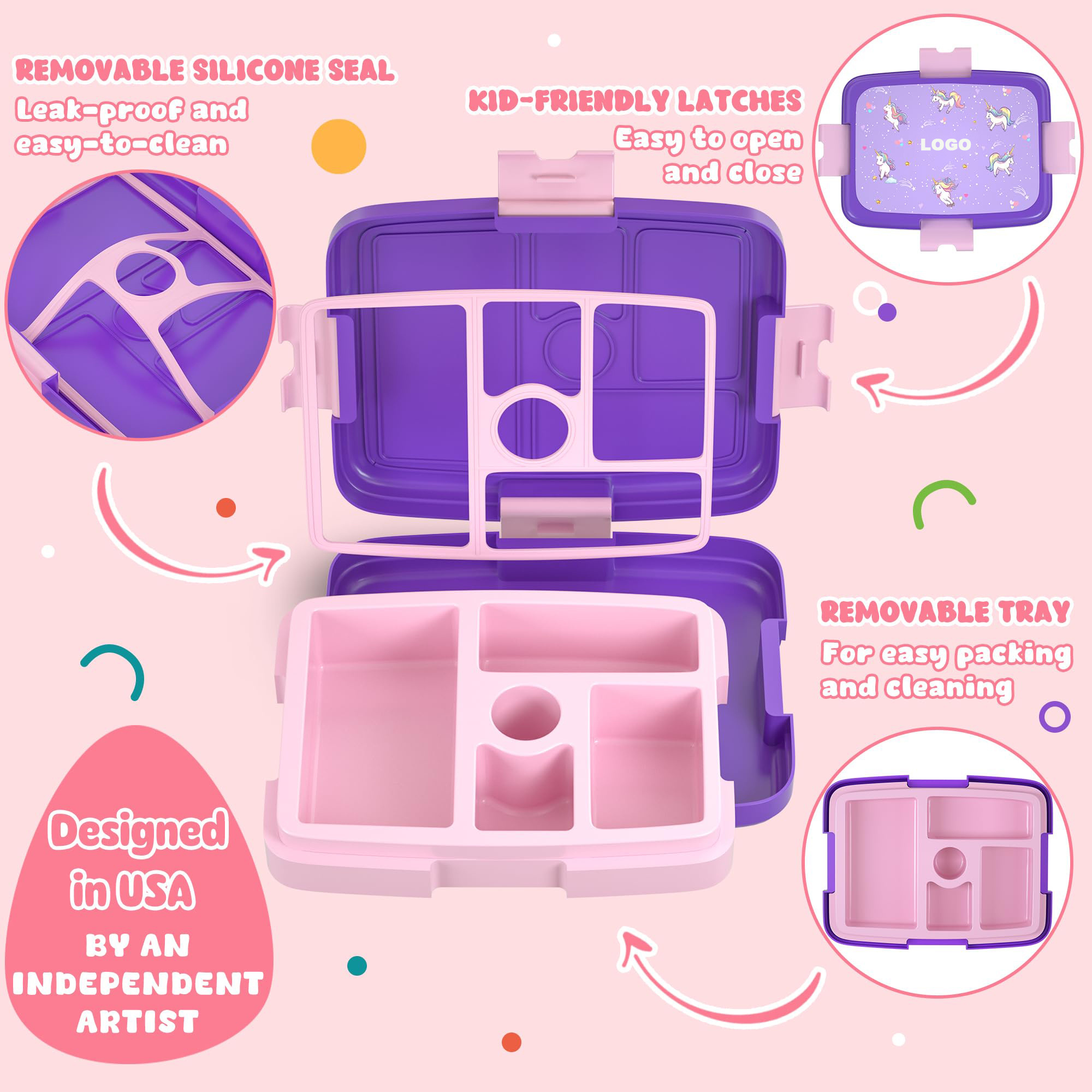 2024 Custom Cute Food Container Enfant Portable Cute School Tiffin Insulated Plastic Kids Bento Lunch Box For Kids Children