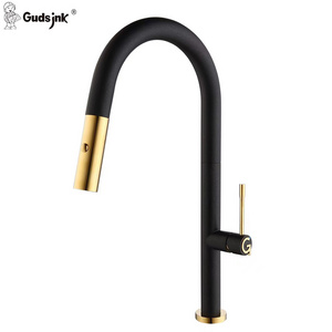 Gudsink Modern Kitchen Sink Water Tap Gold Black Brushed Color 304 Stainless Steel Faucet Pull Out Wholesale Kitchen Faucets