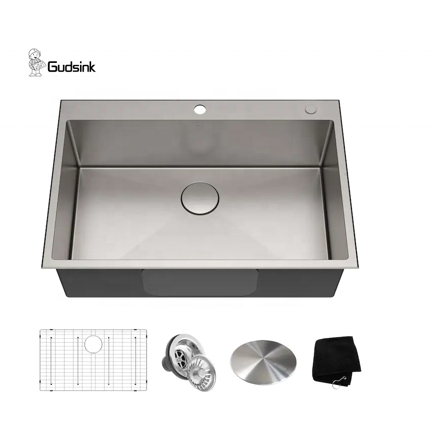 Gudsink Apron Square Modern Kitchen Cabinet Designs Brushed Single Bowl Workstation Kitchen Sink Front Farmhouse Stainless Steel