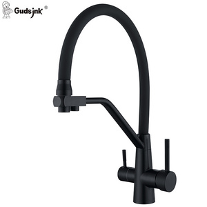 Gudsink  Factory Sell Wholesale Long Neck Dual Handle Flexible Kitchen Sink Faucets Purified Drinking Water Kitchen Faucet