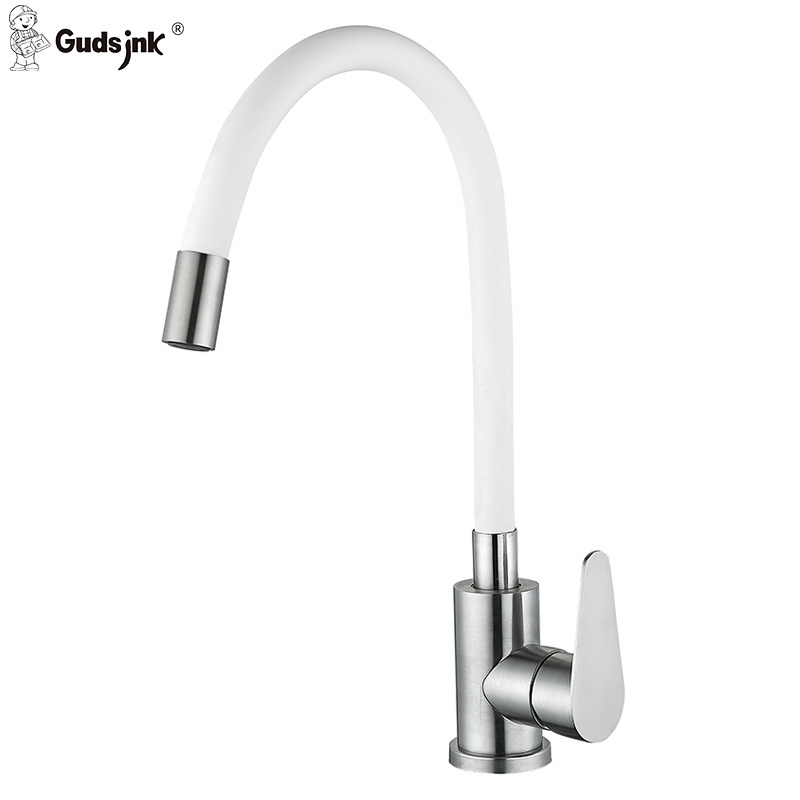 Gudsink Chrome Kitchen Sink Water Filter Faucet Deck Mount 3 Three Way Tap Pull Out Spring Spray Kitchen Faucet