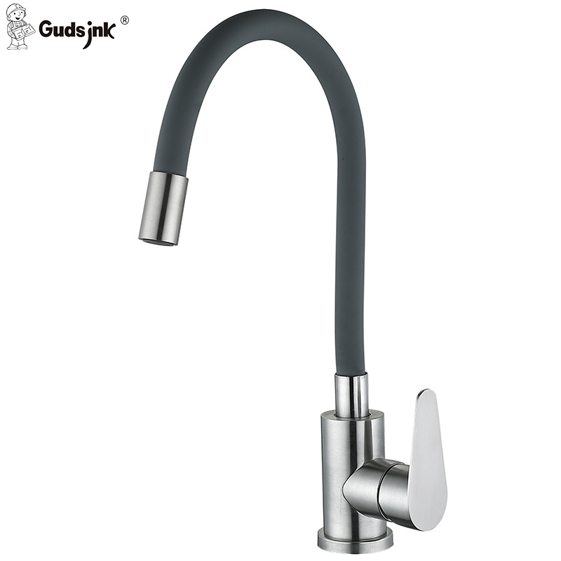 Gudsink Chrome Kitchen Sink Water Filter Faucet Deck Mount 3 Three Way Tap Pull Out Spring Spray Kitchen Faucet