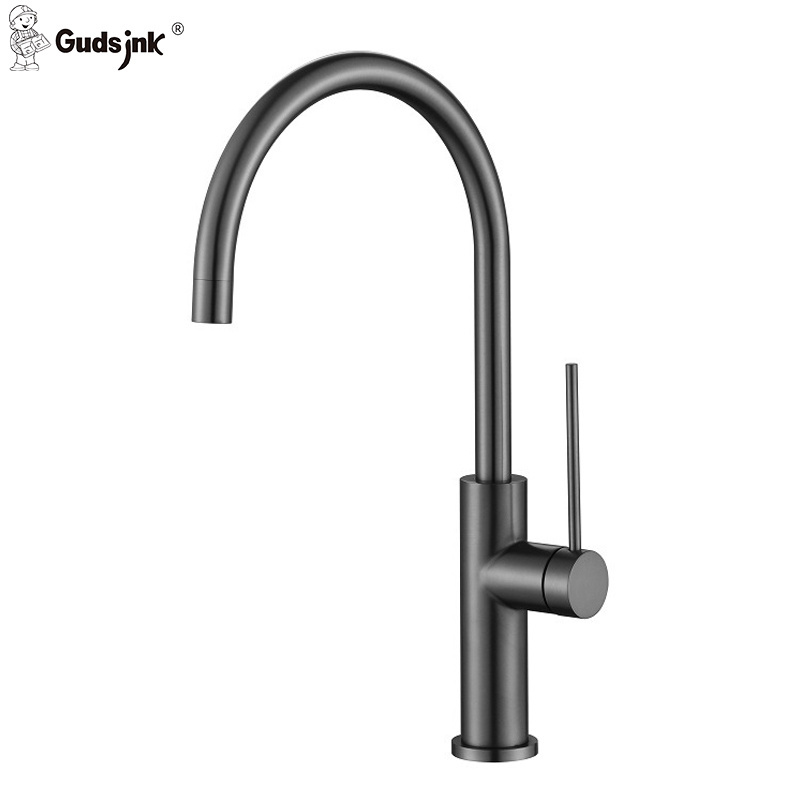 Gudsink Manufacturer High Quality Single Handle Deck Mounted Brushed Mixer Stainless Steel Taps Gold Kitchen Faucet