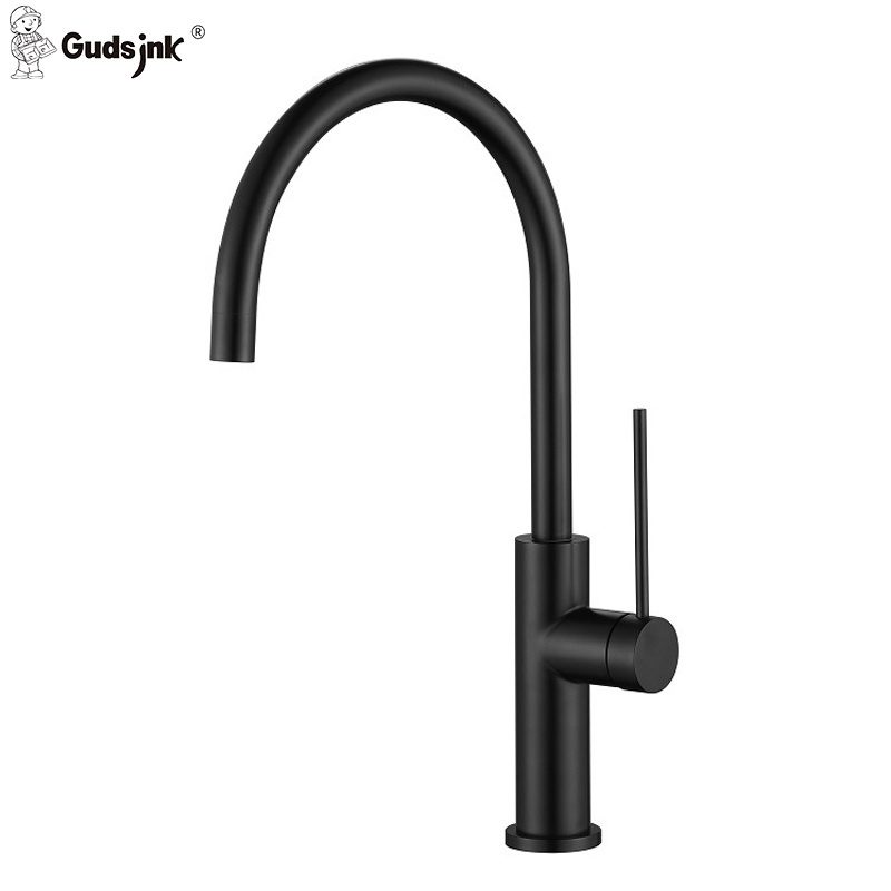 Gudsink Manufacturer High Quality Single Handle Deck Mounted Brushed Mixer Stainless Steel Taps Gold Kitchen Faucet