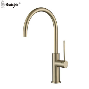 Gudsink Manufacturer High Quality Single Handle Deck Mounted Brushed Mixer Stainless Steel Taps Gold Kitchen Faucet