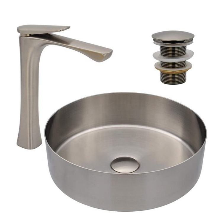 gudsink Fashion Round Sinks Stainless Steel Hand Wash basin above counter vanity bathroom sink