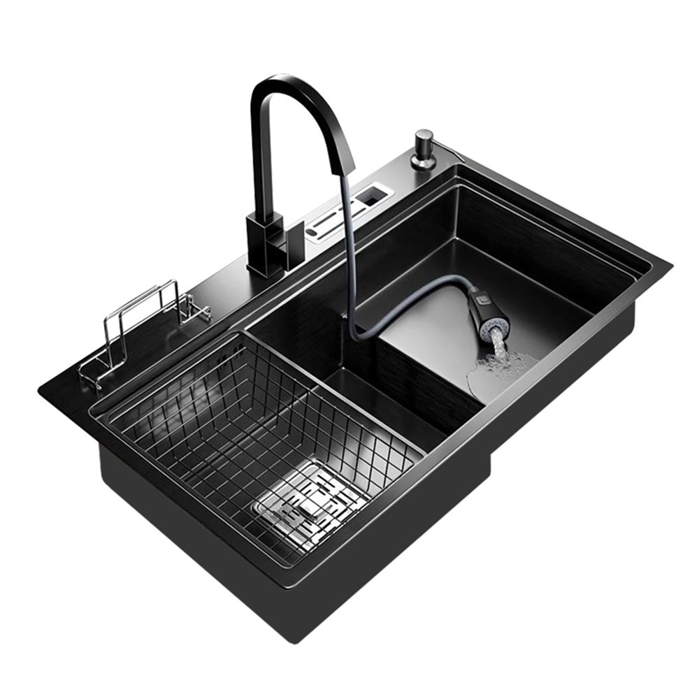 Factory Supply black Single Bowl black kitchen sink Sale custom made stainless steel Handmade sink black kitchen sink