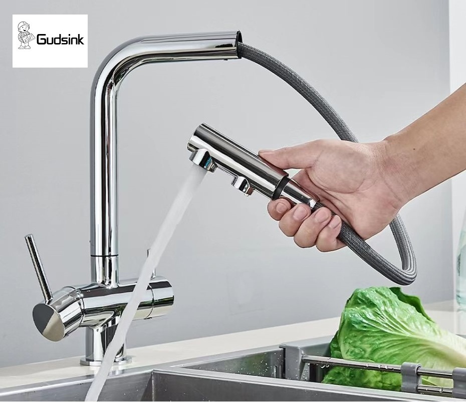 Pull-out  kitchen sink tap handle hot and cold water filtered tap Basin Kitchen Faucet ss304 kitchen sink mixer