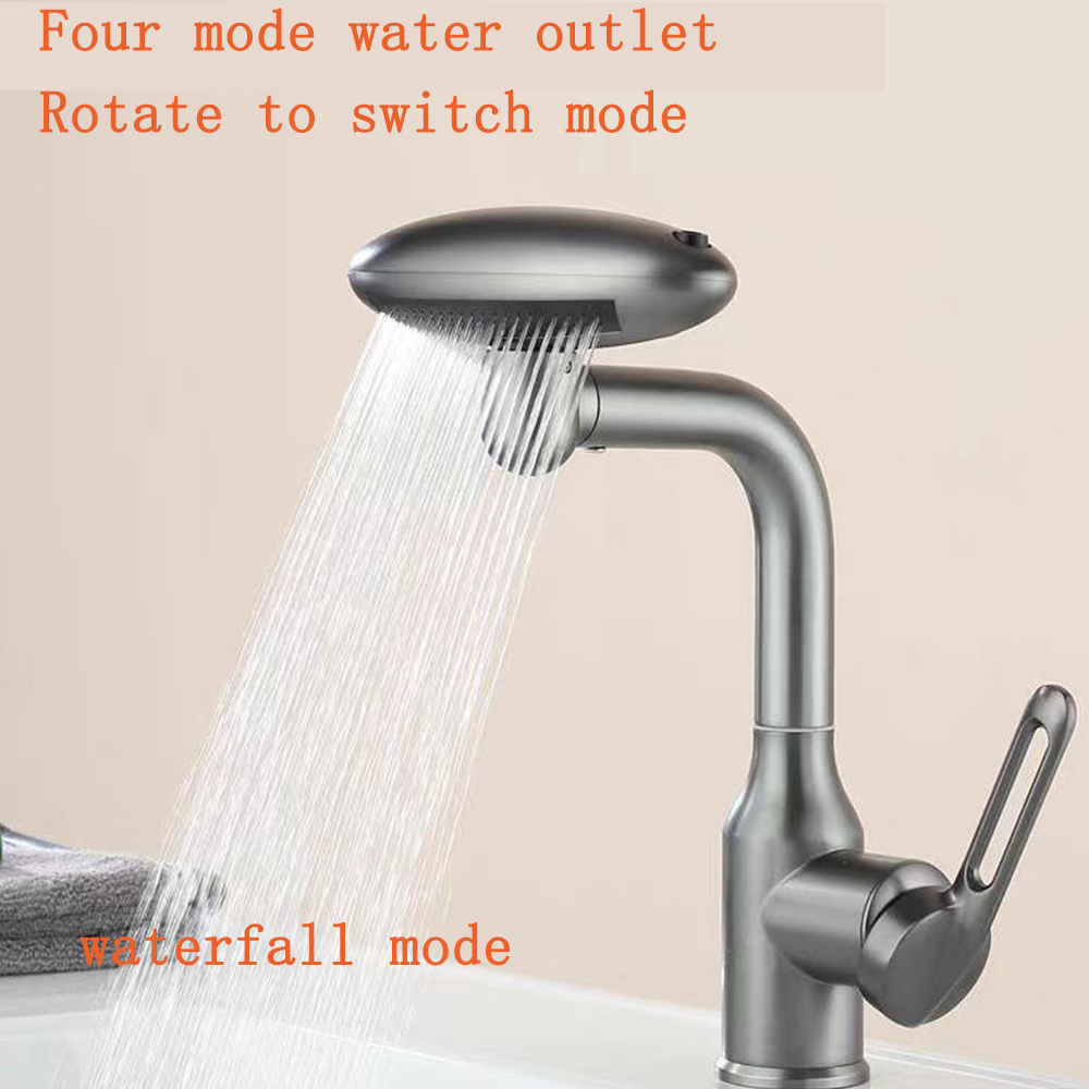 new basin Upwelling faucet stainless steel waterfall mix faucet  for bathroom 360 Universal rotate 4 outlet mode  anti -rust