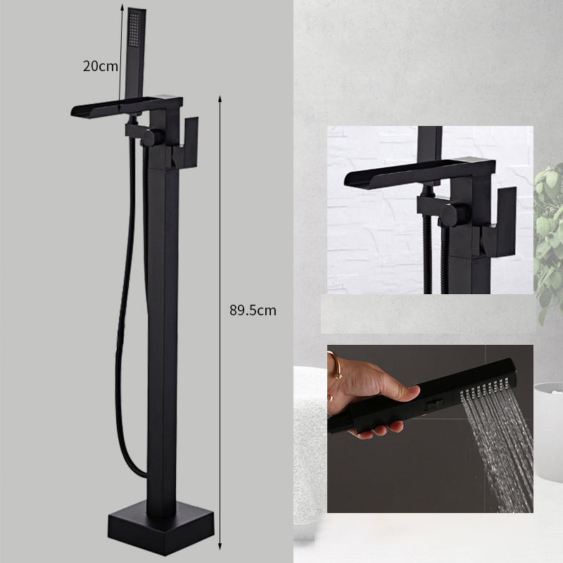 2055 Floor shower Black bathtub faucet Floor shower set with hot and cold mixer  tub shower set  for hotel homestays