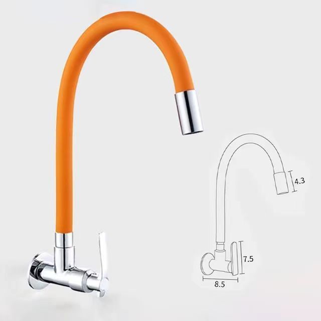 Colorful wall mounted kitchen cold faucet Flexible  universal  rubber hose faucet zinc alloy Horizontal & Vertical installation