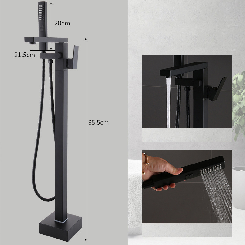 2055 Floor shower Black bathtub faucet Floor shower set with hot and cold mixer  tub shower set  for hotel homestays