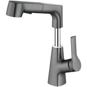 Bathroom countertop basin lifted pull out function gun gray washbasin basin faucet cold and hot universal anti-splash