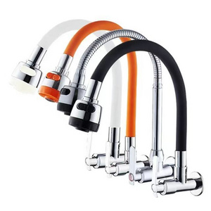 Colorful wall mounted kitchen cold faucet Flexible  universal  rubber hose faucet zinc alloy Horizontal & Vertical installation