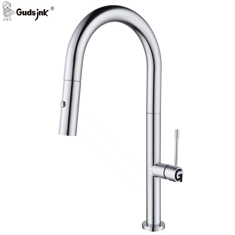 Gudsink Modern Kitchen Sink Water Tap Gold Black Brushed Color 304 Stainless Steel Faucet Pull Out Wholesale Kitchen Faucets