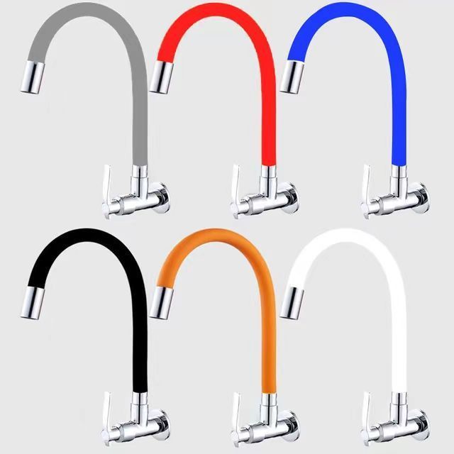 Colorful wall mounted kitchen cold faucet Flexible  universal  rubber hose faucet zinc alloy Horizontal & Vertical installation