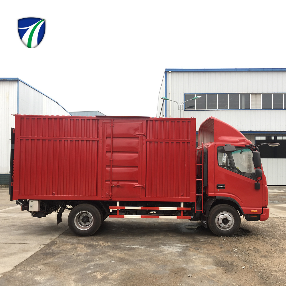 Newest price of 4x2 140hp euro 4 loading 15 ton 6m corrugated iron tile box small van truck for sale